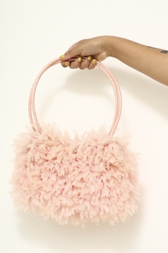 Bolsa rosa tule alça plastico
