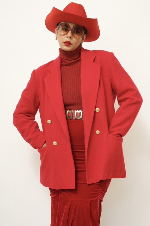 Blazer vermelho poliester forrado