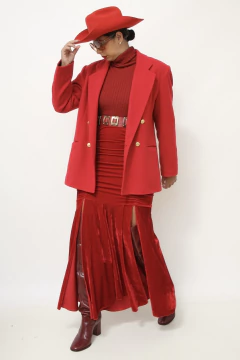 Blazer vermelho poliester forrado