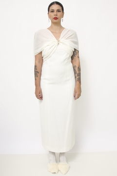 Vestido branco forrado vintage - Capichó Brechó