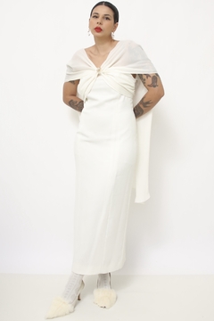 Vestido branco forrado vintage - Capichó Brechó