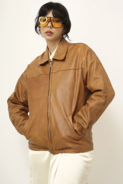 Jaqueta couro caramelo vintage - loja online