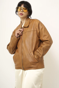 Jaqueta couro caramelo vintage - loja online
