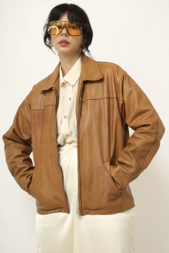 Jaqueta couro caramelo vintage - comprar online