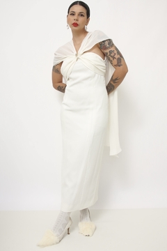 Vestido branco forrado vintage - comprar online