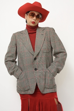 Blazer cinza xadrez vermelho - loja online
