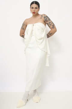 Vestido branco forrado vintage - comprar online