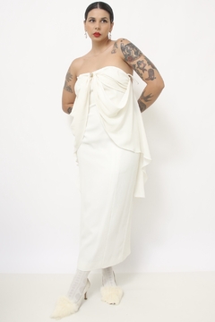 Vestido branco forrado vintage - comprar online