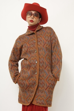 Cardigan grosso tricot estampa 70´s - Capichó Brechó