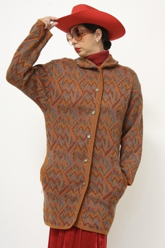 Cardigan grosso tricot estampa 70´s - comprar online