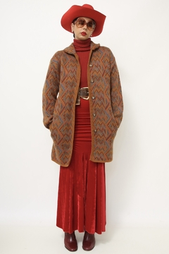 Cardigan grosso tricot estampa 70´s