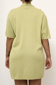 Vestido tricot verde estilo camisa - comprar online