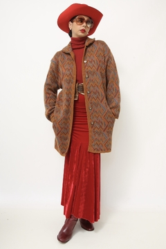 Cardigan grosso tricot estampa 70´s