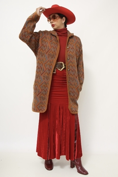 Cardigan grosso tricot estampa 70´s - comprar online