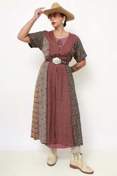 Vestido midi western flores viscose - Capichó Brechó