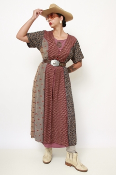 Vestido midi western flores viscose na internet