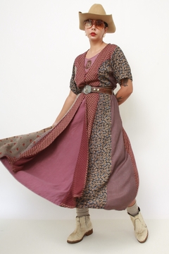 Vestido midi western flores viscose - comprar online