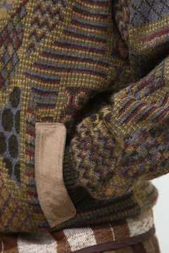 Cardigan lã com recorte couro estampado - Capichó Brechó