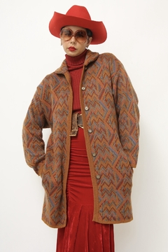 Cardigan grosso tricot estampa 70´s na internet