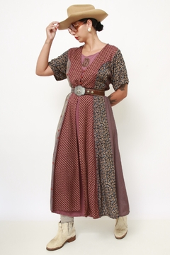 Vestido midi western flores viscose - loja online