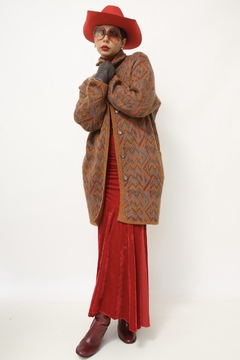 Cardigan grosso tricot estampa 70´s