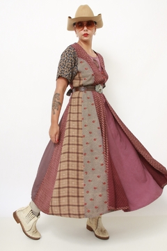Vestido midi western flores viscose - comprar online