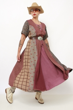 Vestido midi western flores viscose