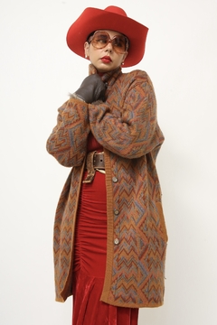 Cardigan grosso tricot estampa 70´s - Capichó Brechó