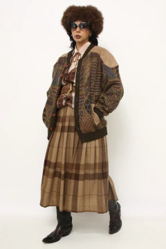 Cardigan lã com recorte couro estampado - Capichó Brechó
