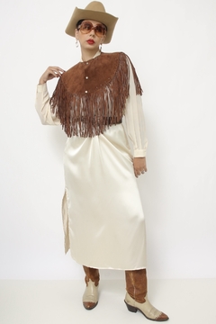 Pala marrom couro franja western - comprar online