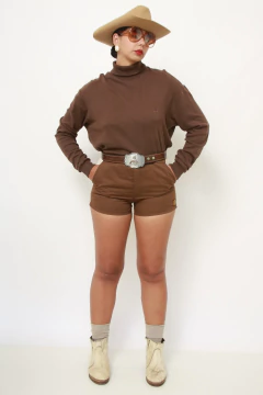 Mini shorts marrom G vintage 70´s na internet
