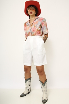 Camisa rosa com azul manga curta - loja online