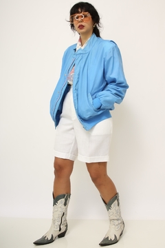 Jaqueta nylon azul bomber - comprar online