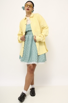 Camisa 100% linho amarelo vintage