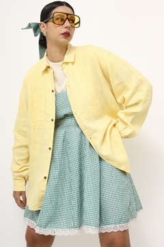 Camisa 100% linho amarelo vintage - loja online