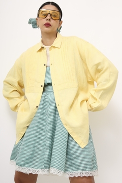 Camisa 100% linho amarelo vintage