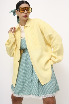 Camisa 100% linho amarelo vintage na internet