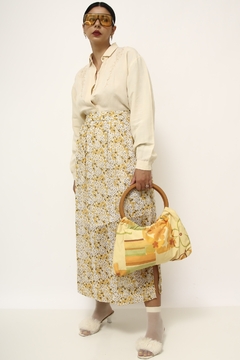 Bolsa estampada alça madeira - loja online