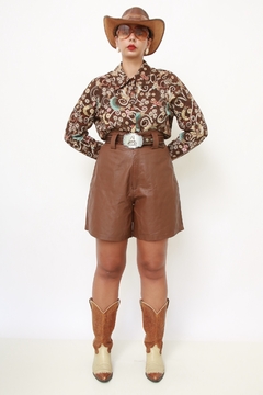 Camisa boho marrom flores - Capichó Brechó