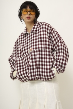 Blusa xadrez vintage roxa Dijon - loja online