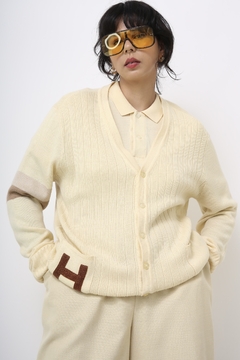 Tricot acriclico creme letra vintage veneza - loja online