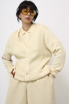 Tricot acriclico creme letra vintage veneza