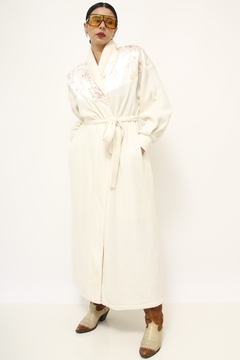 Imagem do Robe pelucia vintage manga bufante det flor cetim