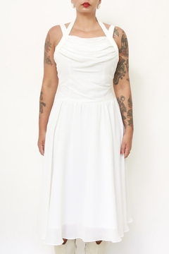 Vestido branco midi chiffon - loja online