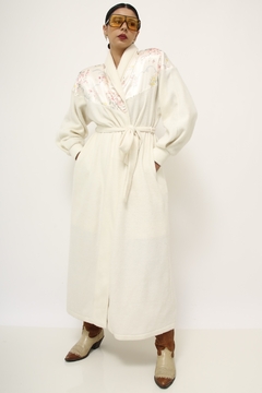 Robe pelucia vintage manga bufante det flor cetim
