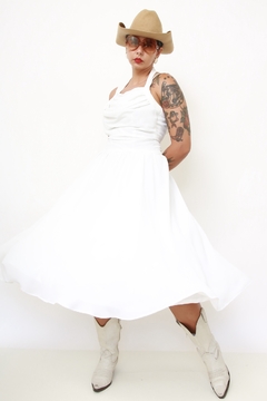 Vestido branco midi chiffon na internet