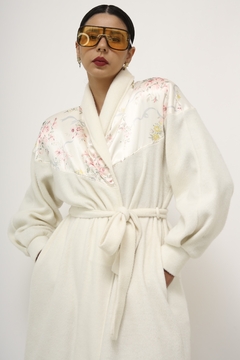 Robe pelucia vintage manga bufante det flor cetim - comprar online