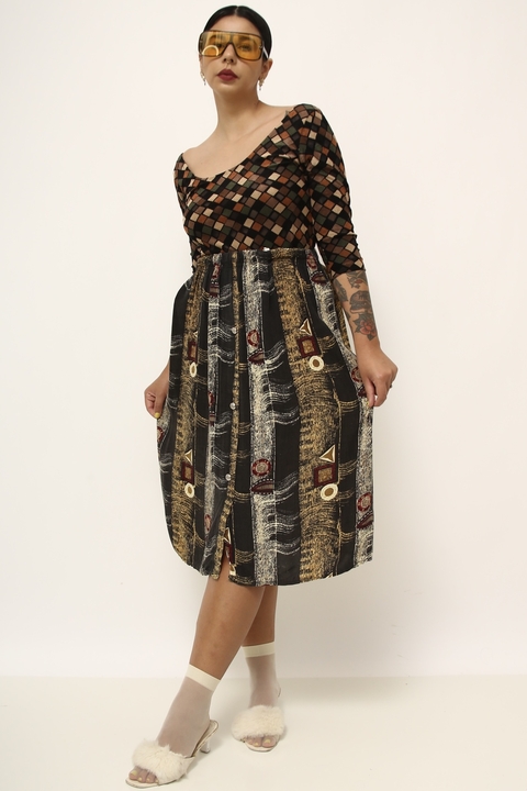 Saia vintage midi estampado