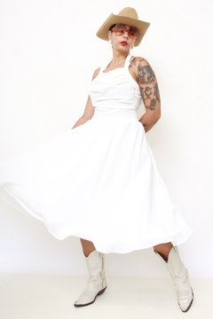 Vestido branco midi chiffon - comprar online