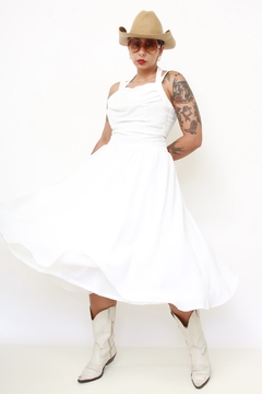 Vestido branco midi chiffon - comprar online